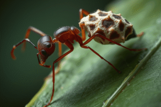 Furnică infectată de ciuperca zombie Ophiocordyceps