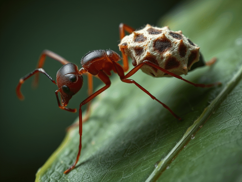 Furnică infectată de ciuperca zombie Ophiocordyceps
