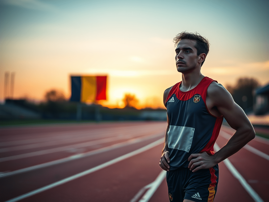 Sportiv român în timpul antrenamentului, simbol al efortului și al șanselor reale ale României la Jocurile Olimpice